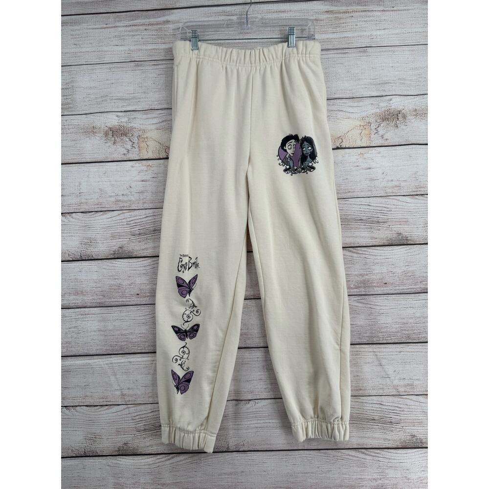 Tim‎ Burton's Corpse Bride Jogger Sweatpants Size L Cream